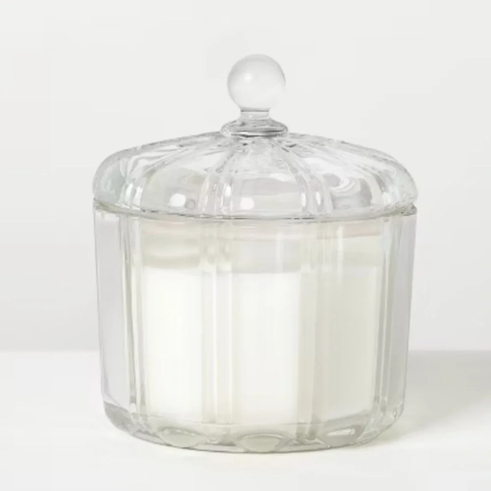 NWT Hearth&Hand 2 Wick Medium Glass with Lid Mulled Spice Jar Candle Clear 12oz